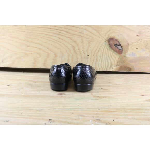 SAS Shoes Womens 8.5 N Simplify Croc Print Tripad Comfort Black Leather Loafers - Picture 3 of 7